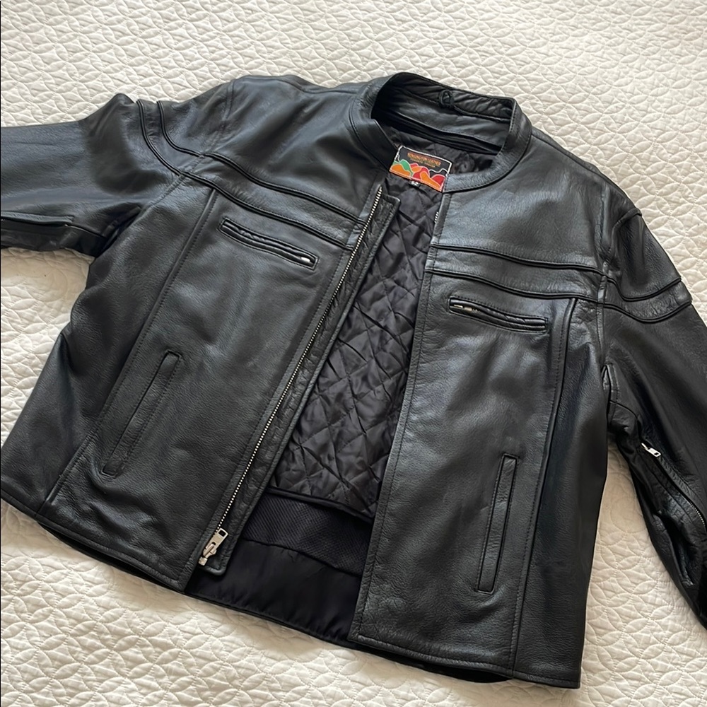 Men’s Distressed Black Leather motorcycle jacket